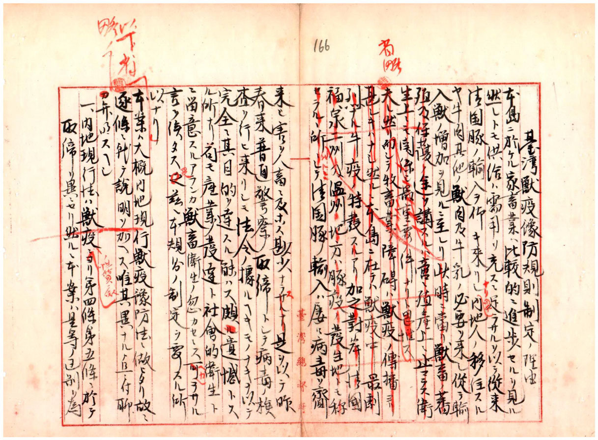 圖    一：「臺灣獸疫預防規則」律令案之提案理由