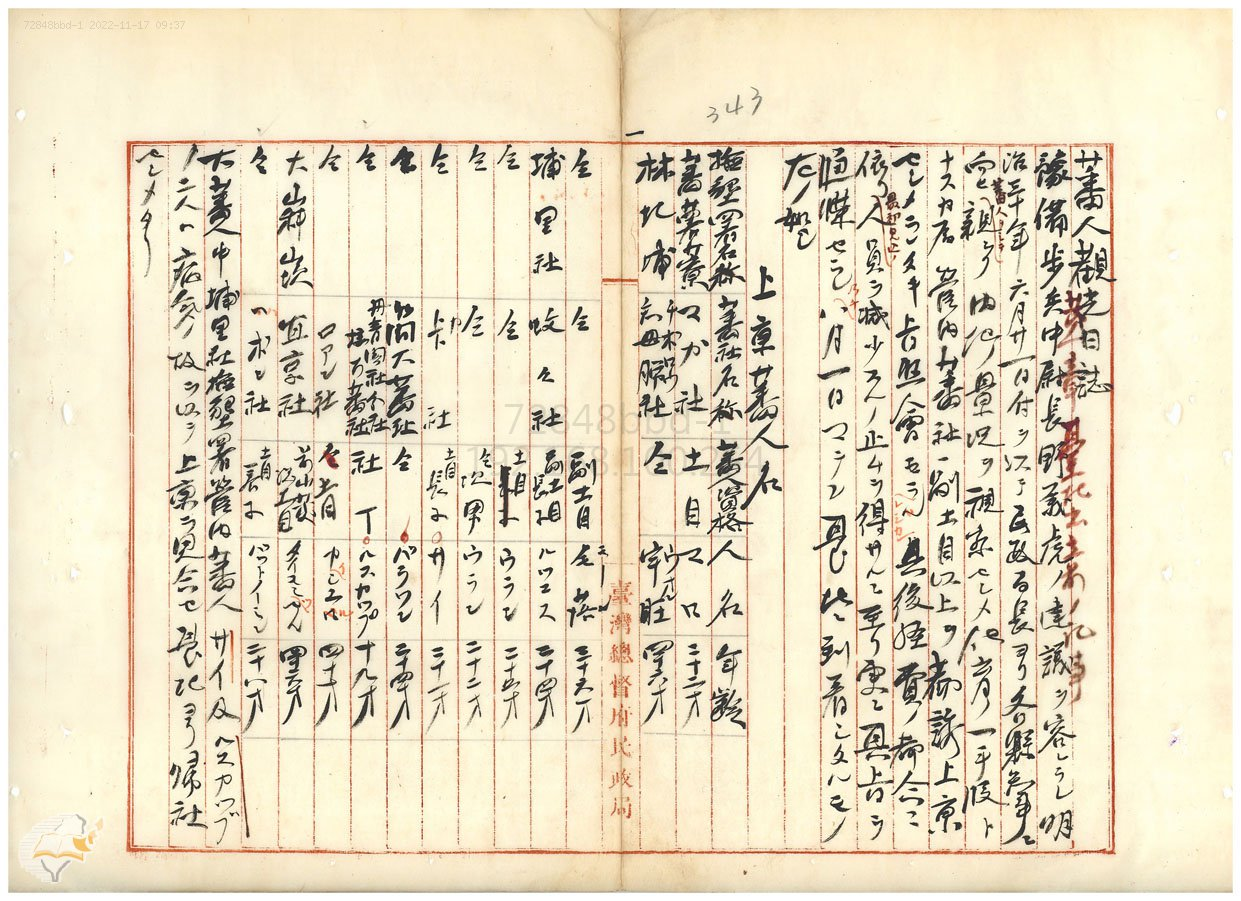圖1：藤根吉春復命書所附「蕃人觀光日誌」，掃描號：000001800060279