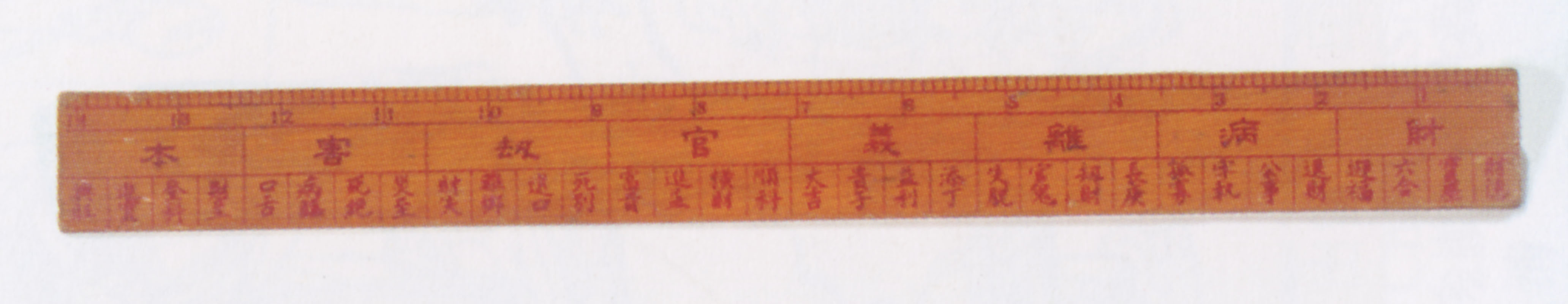 魯班尺的上半部是文公尺，下半部為丁蘭尺