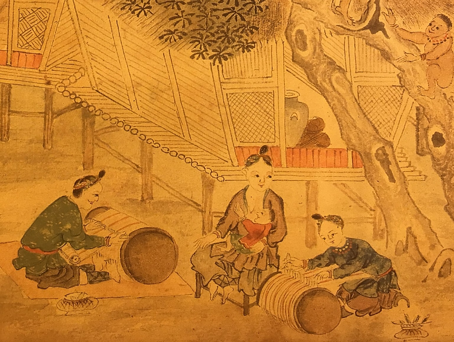 圖1：《番社采風圖》之「織布」(中央研究院歷史語言研究所藏)