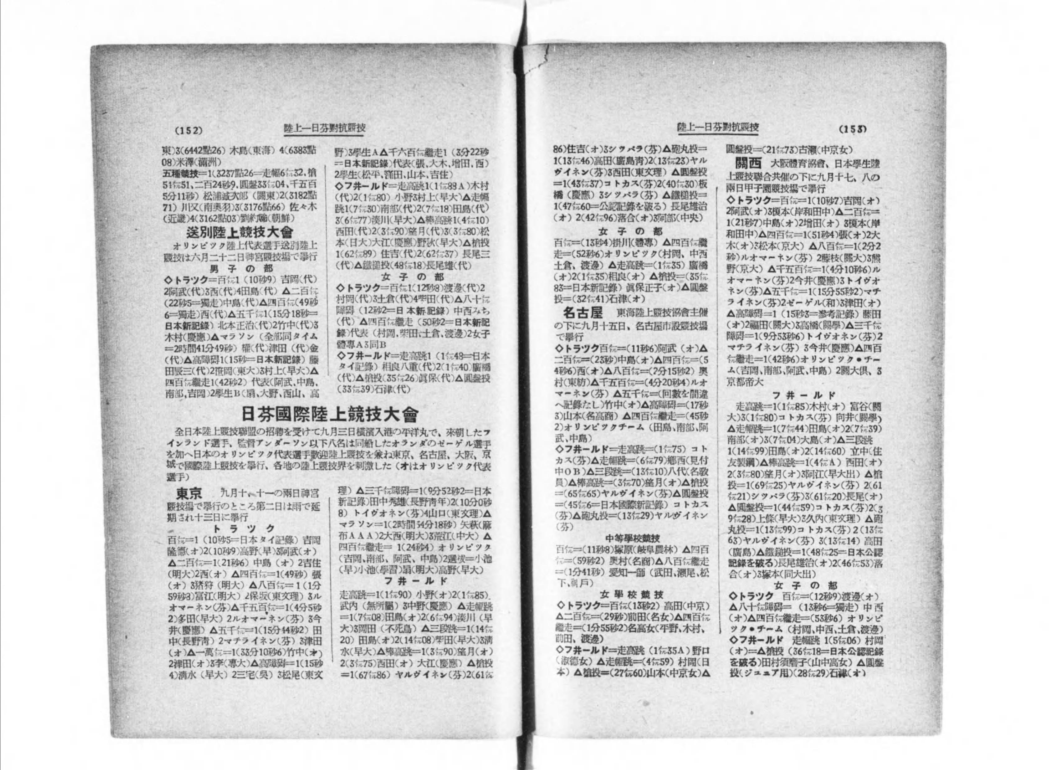 圖2：1932年日芬體育會上，張星賢四百公尺跑49秒得第一。（朝日新聞社運動部編，運動年鑑. 昭和8年度，国立国会図書館デジタルコレクション，書誌ID：000009288812）