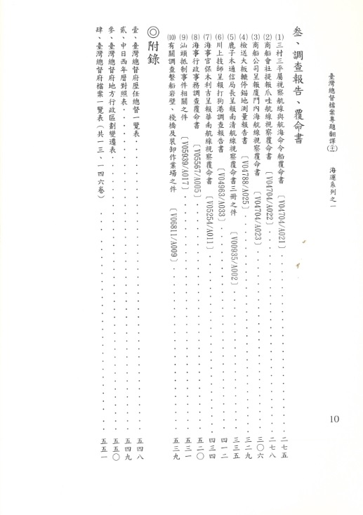 圖3：《臺灣總督府公文類纂交通史料彙編（34）明治28-大正13年》目錄2