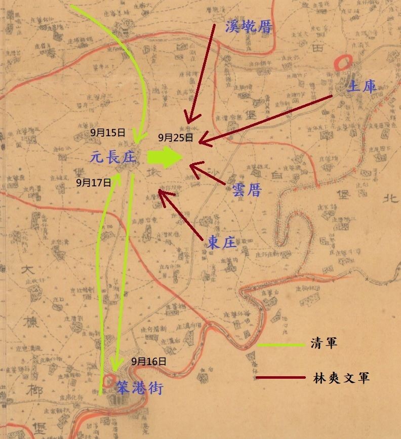 圖3：林爽文事件元長庄攻防略圖