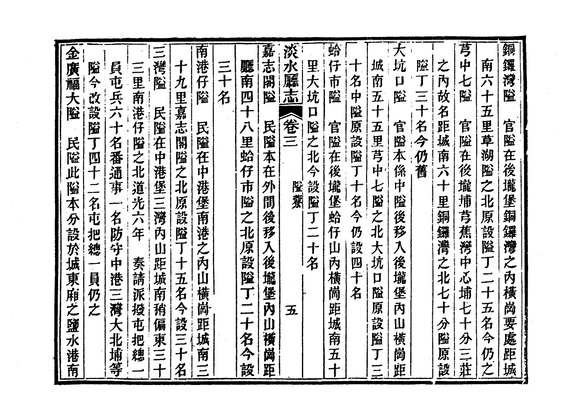 圖2：《淡水廳志》「卷三，〈隘寮〉五」拓本影本
