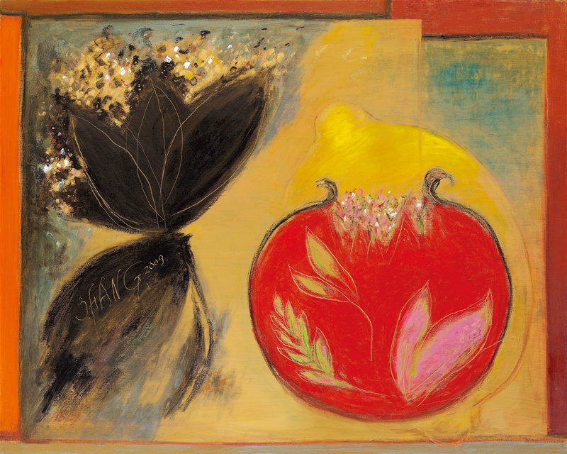 黃照芳老師作品:  花果 (2009年  100F  油畫)