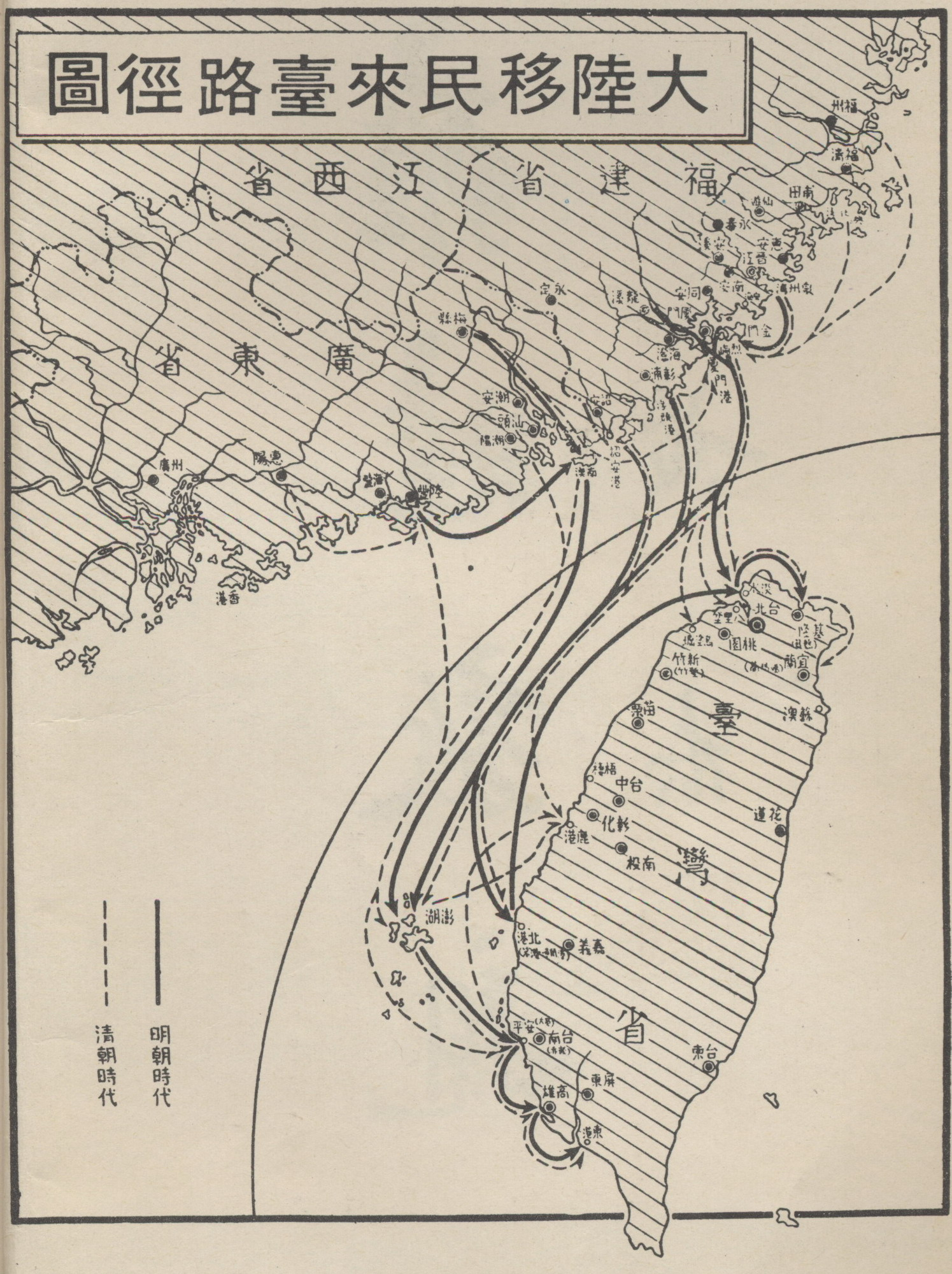 中國大陸移民來臺路徑圖
