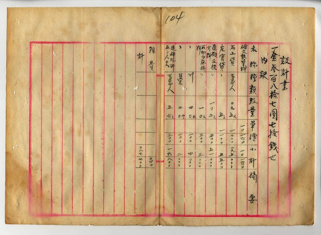 附圖3.紀念碑之材質、製作方法及其設計及圖面(臺灣總督府檔案000022520090084)