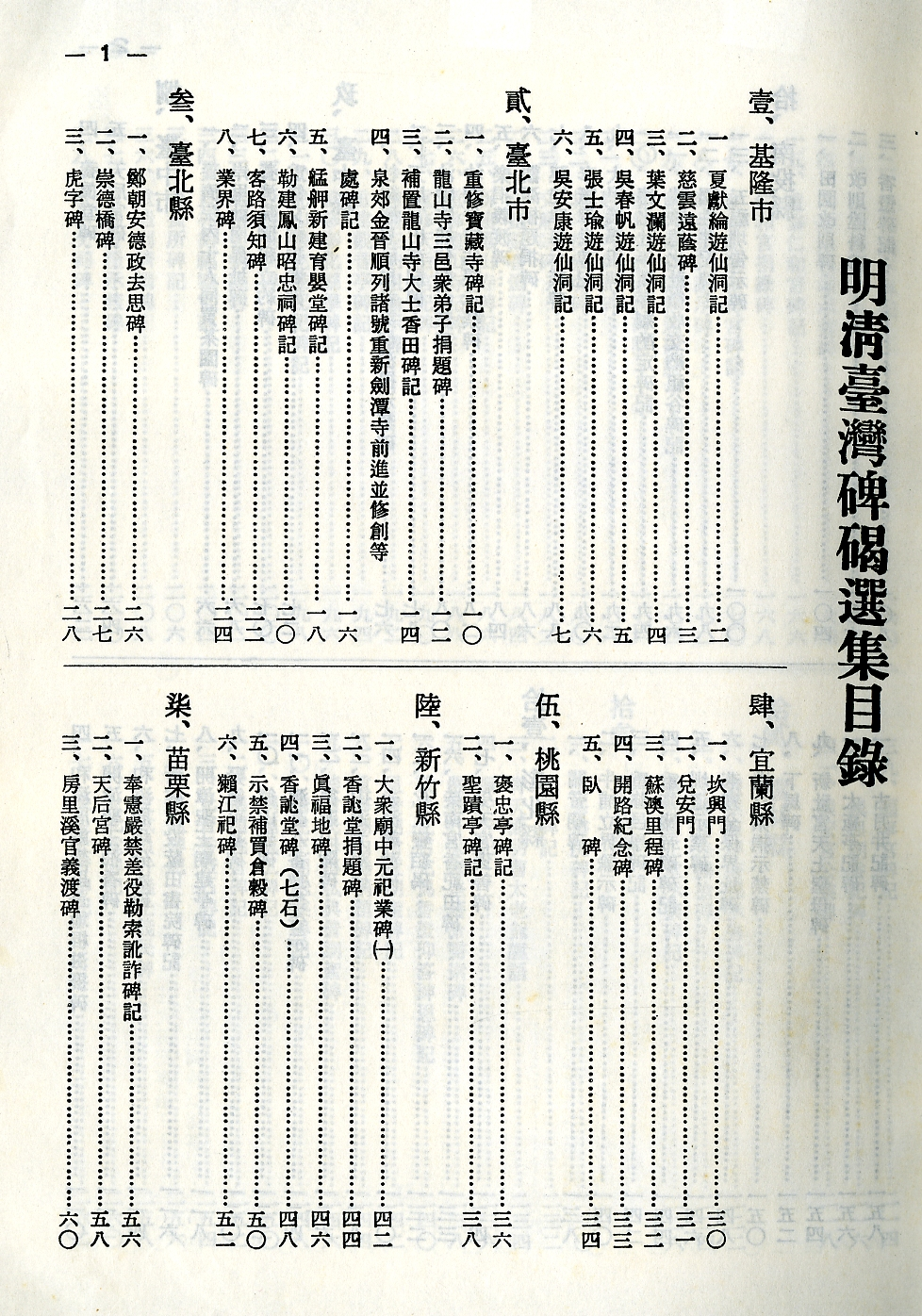 《明清臺灣碑碣選集》目錄1