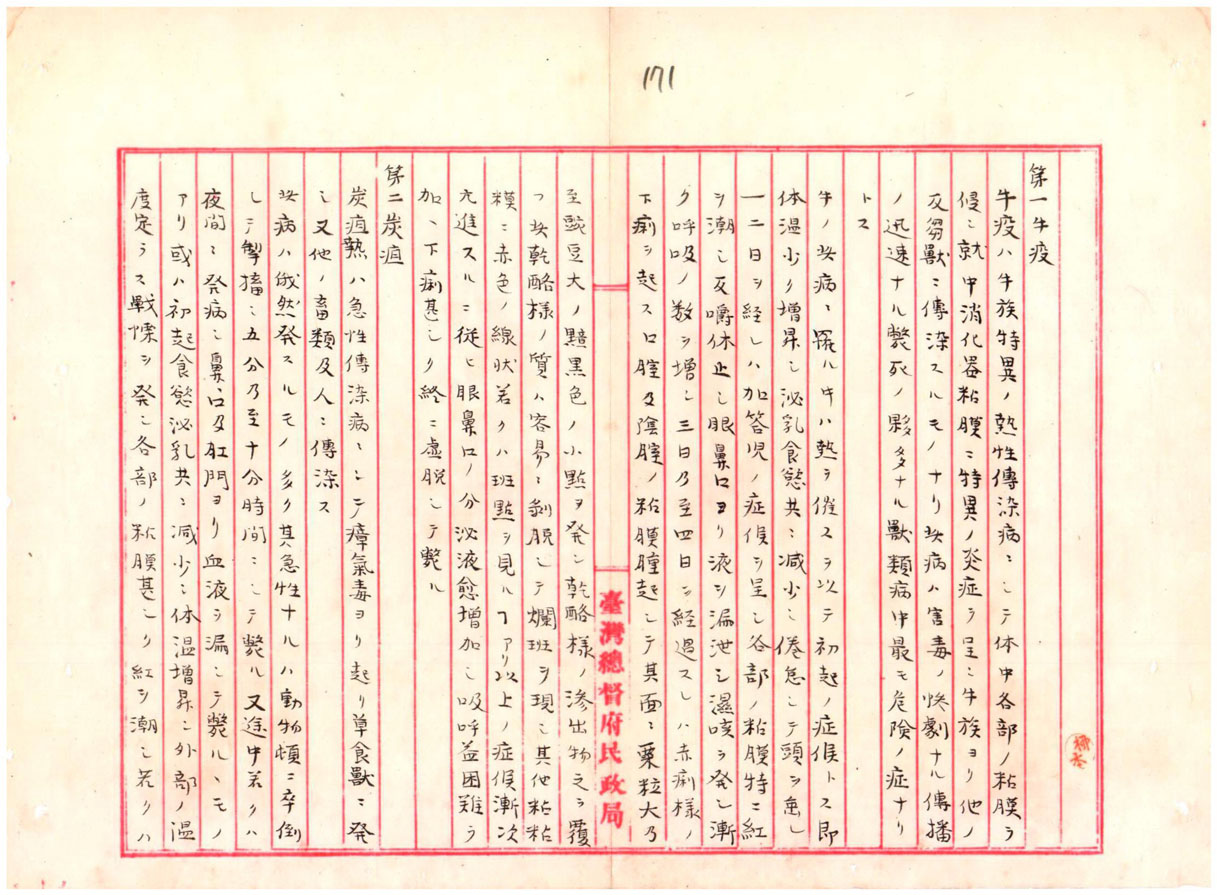 圖    二：十種獸疫病徵的說明(一)