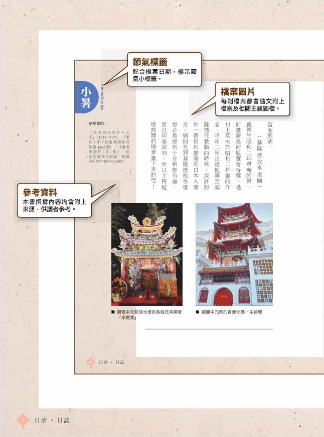 圖４：《日治・日誌：臺灣總督府歲時紀》V 、 VI編輯說明2