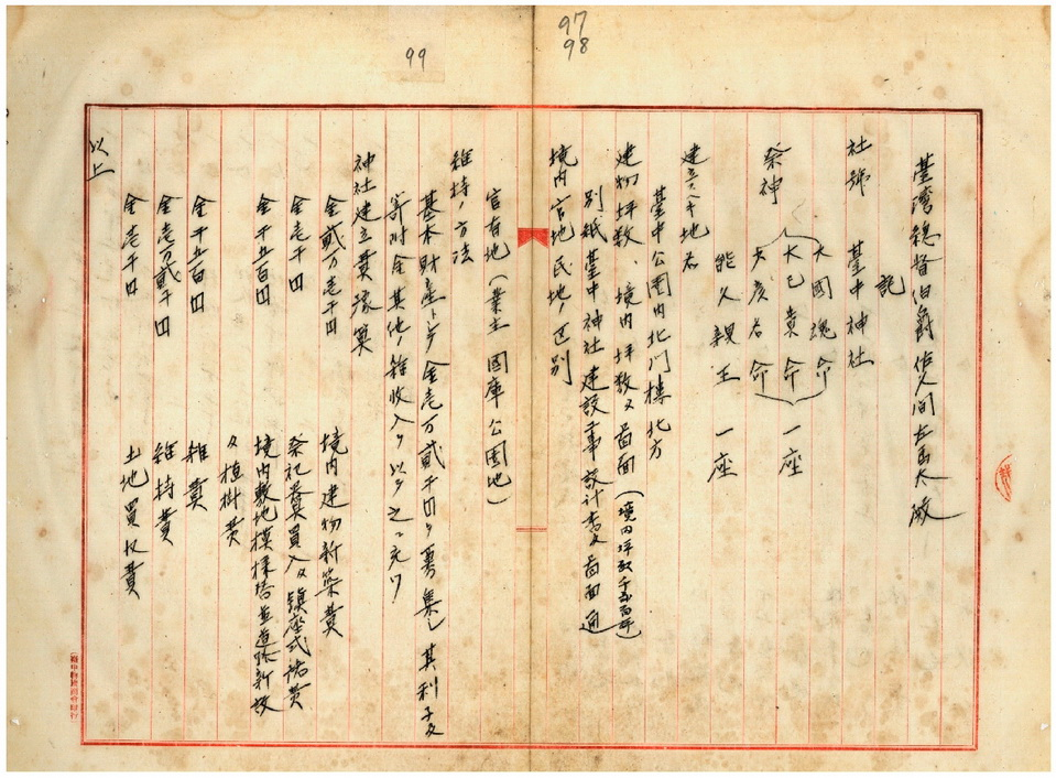 圖2：臺中神社建立核可申請書（臺灣總督府公文類纂000017960150092）