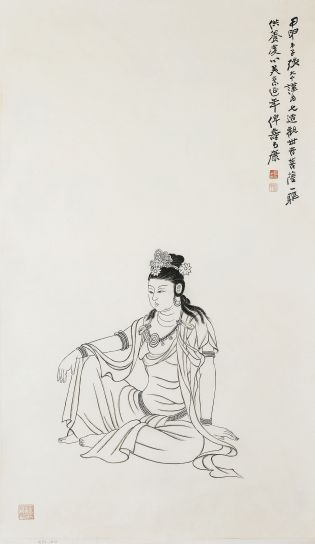 圖1：白描觀音坐像