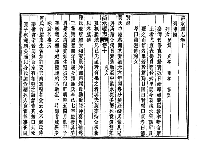 圖4：《淡水廳志》「卷十〈列女〉一」拓本影本