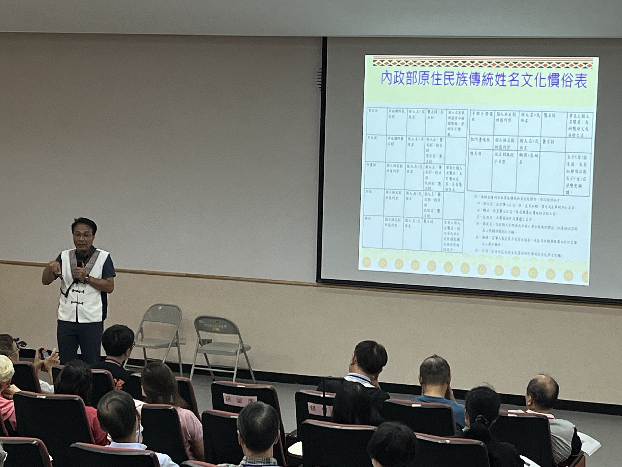 圖11：段洪坤老師主講「從臺灣原住民族命名文化來認識西拉雅族」