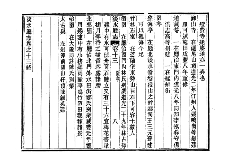 圖8：《淡水廳志》「卷十三〈寺觀〉七」拓本影本