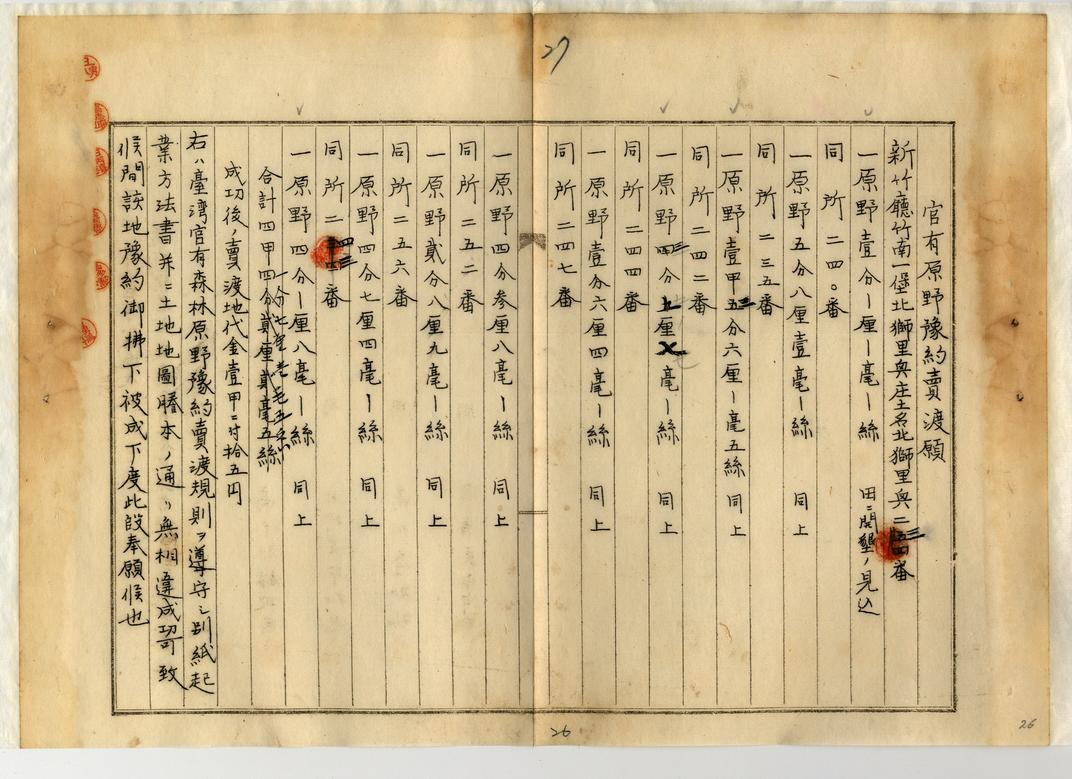 圖4：「官有原野豫約開墾成功地賣渡許可（日勇叭外五）」（1917年01月01日），〈大正五年永久保存第八十七卷〉，《臺灣總督府檔案》，國史館臺灣文獻館，典藏號：00002565001。