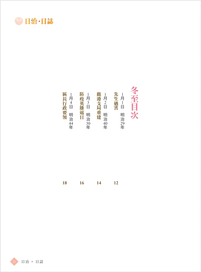 圖６：《日治・日誌：臺灣總督府歲時紀》Ⅴ目次2