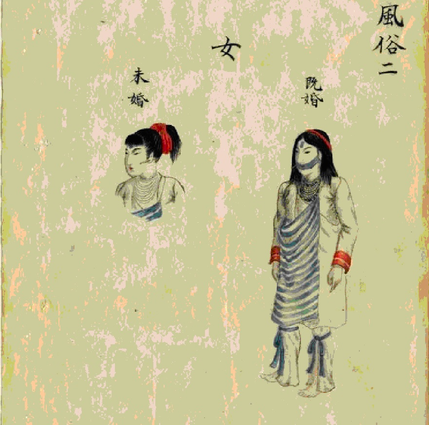 圖3：太魯閣族女子服飾與外觀-風俗二（臺灣總督府檔案「臺東廳長太魯閣蕃巡視ノ顛未及蕃況報告」，典藏號：000046250250324）