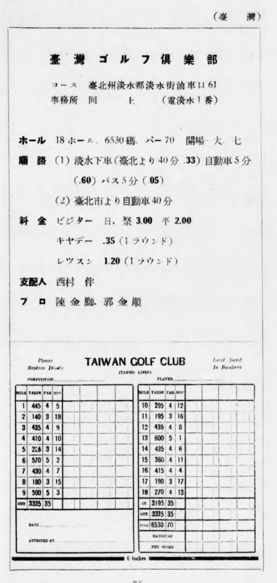 圖4：昭和13年臺灣高爾夫球場消費資訊
