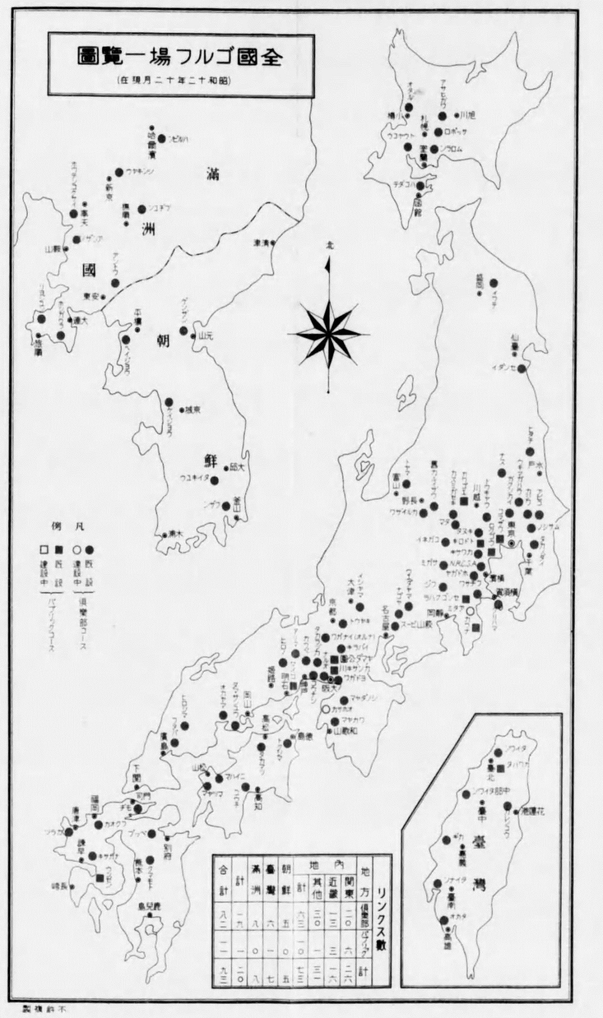 圖3：昭和12年12月之高爾夫球場分布圖