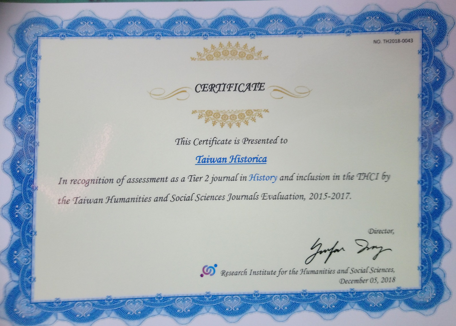 圖2：評比通過證明書(英)