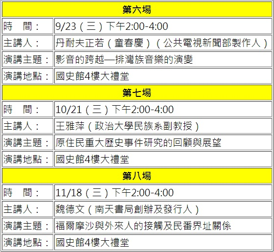 104年9月份原住民專題講座
