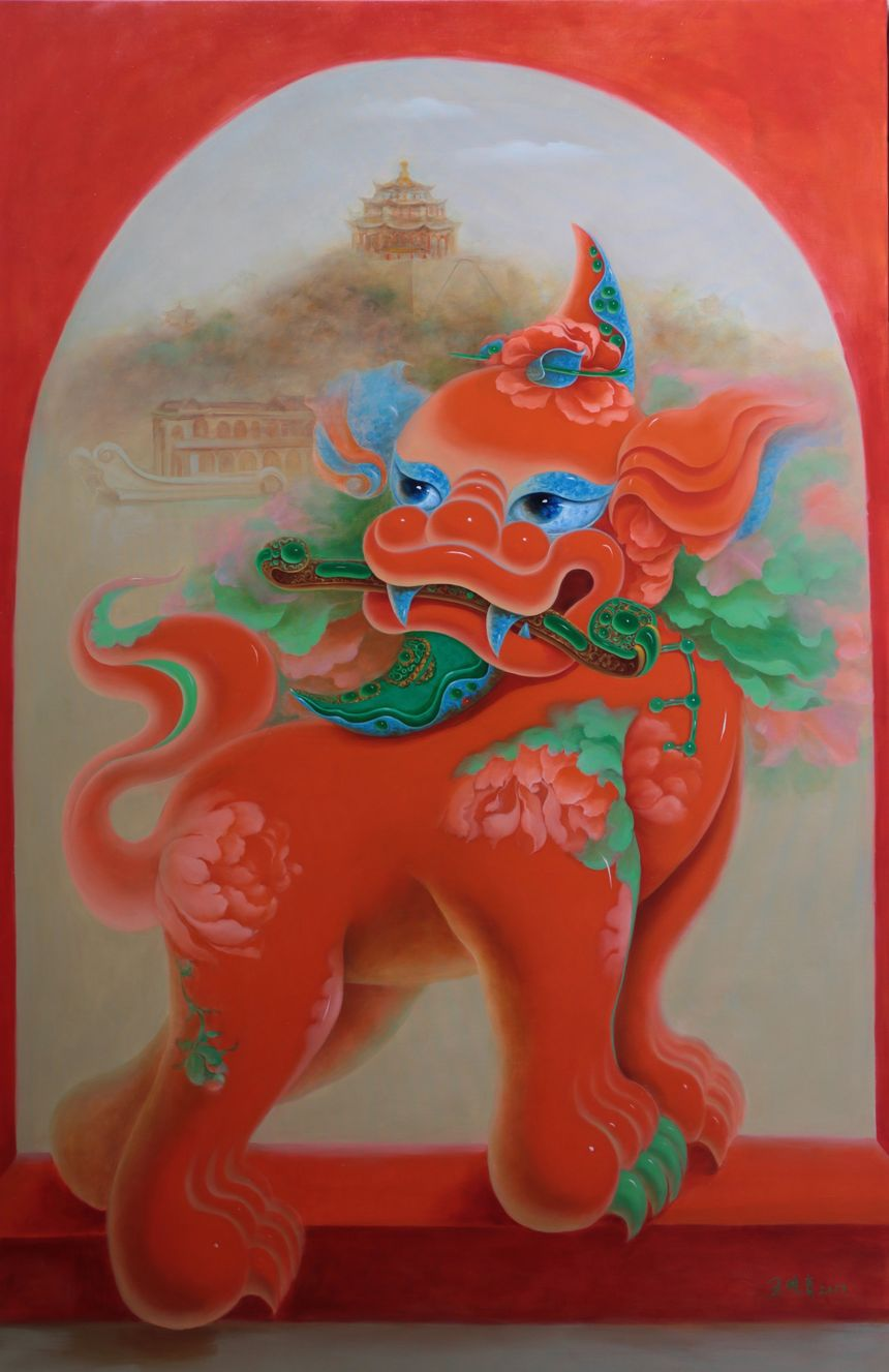 圖1：貔貅故宮戲寶～遊御和園 / 王曉青作品