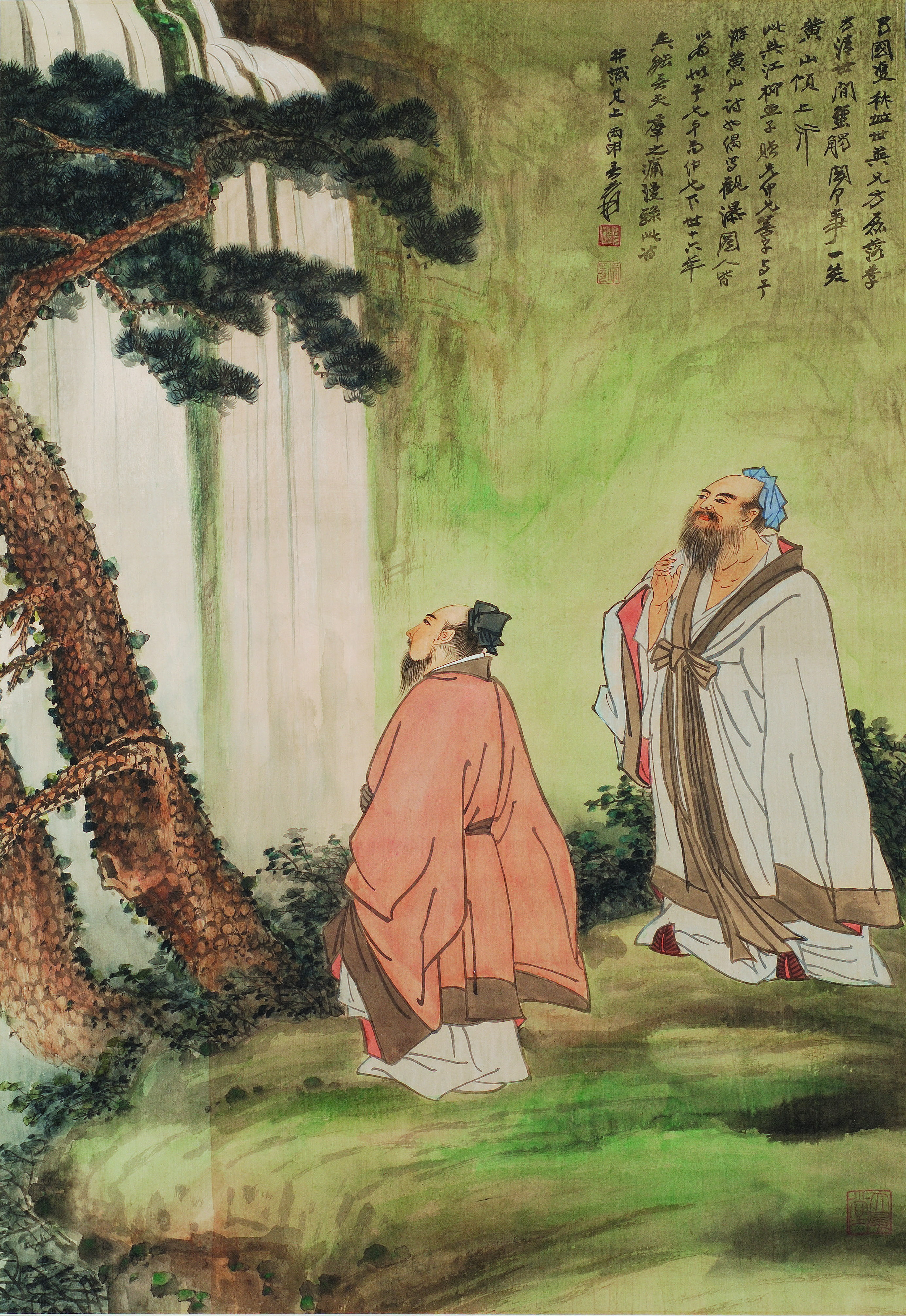 畫：張大千「黃山觀瀑」