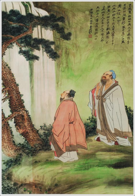 畫：張大千「黃山觀瀑」（洪園紀念館提供）