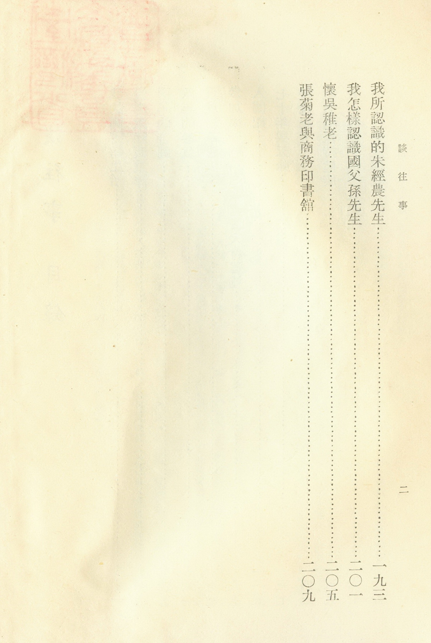 圖三《談往事》目錄-2