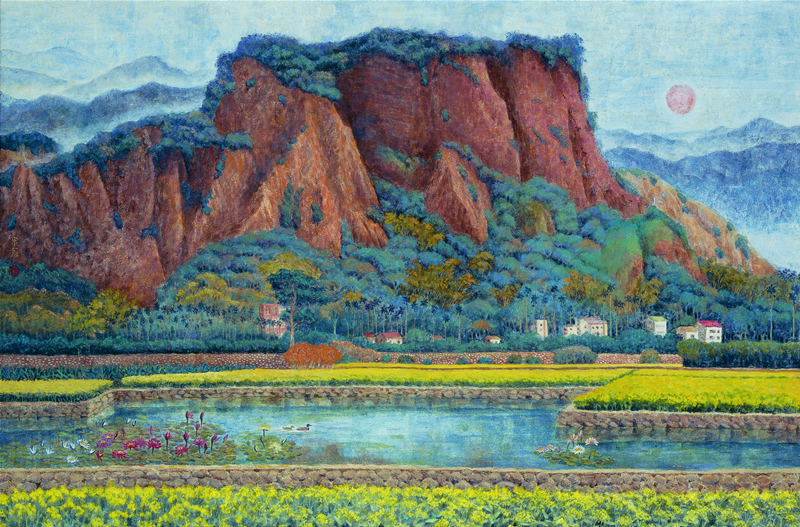 膠彩畫-龍仔頭山（彰化縣二水）