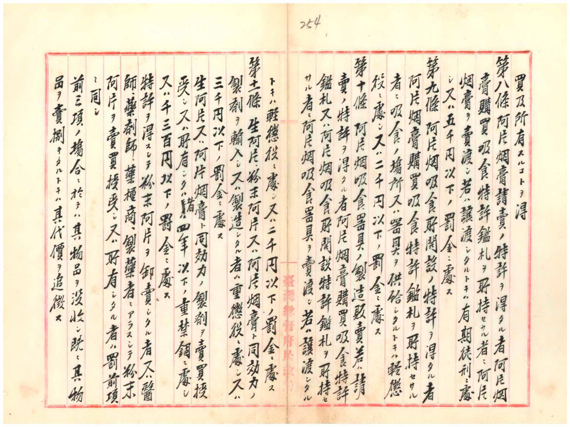 圖8:臺灣總督發布之律令第二號「臺灣鴉片令」(二)(臺灣總督府檔案000001330250221)