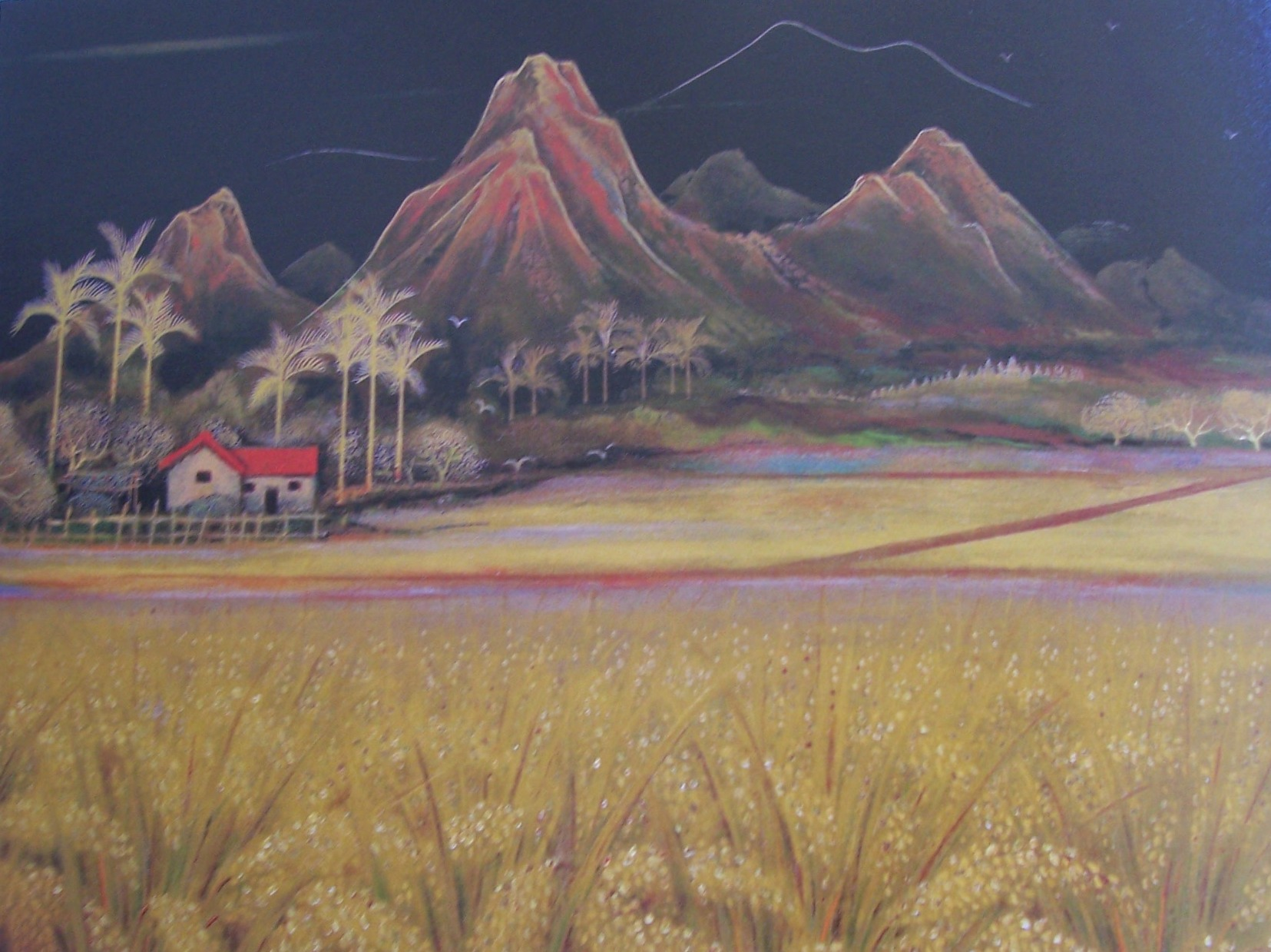 九九峰下隘寮溪「豐收」－王青霜漆藝；來源：《台灣藝術大道炎峰風華2005九九峰文化展》