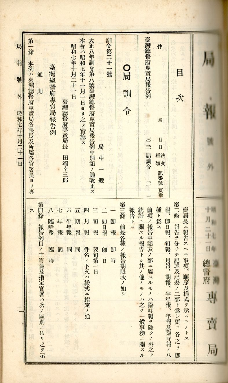 臺灣總督府專賣局局報檔案